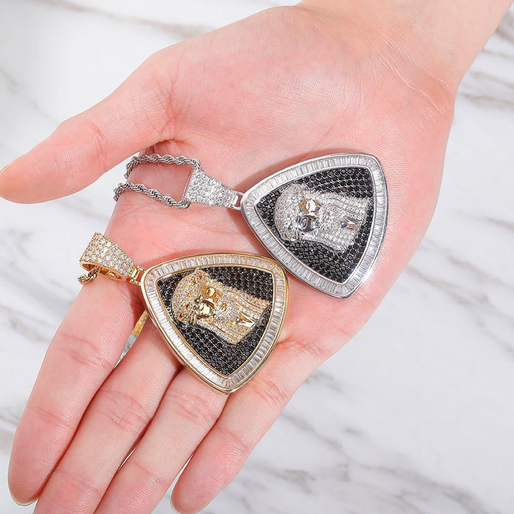 Hip Hop New Flooded Ice Jesus Piece Baguette Bling Chain Necklace