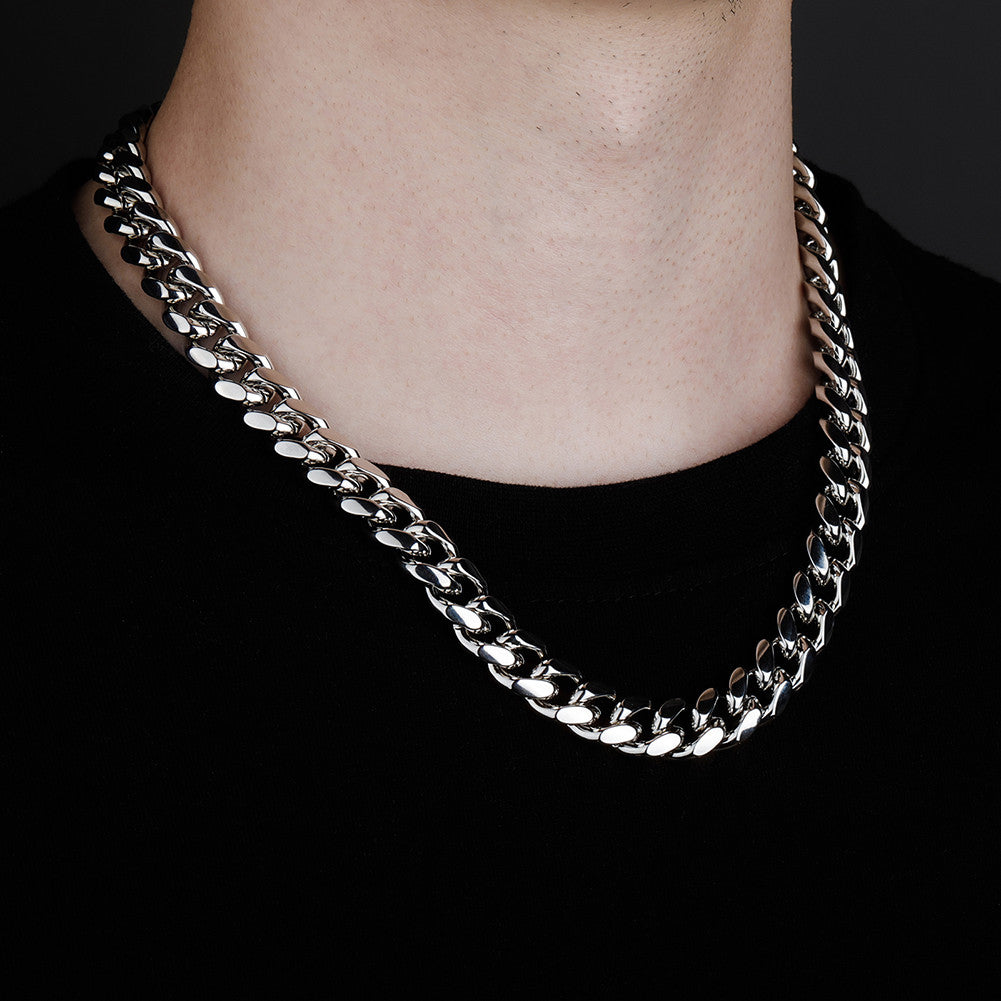 Mens 12mm Iced Spring Clasp 14k Gold Cuban Link Chains