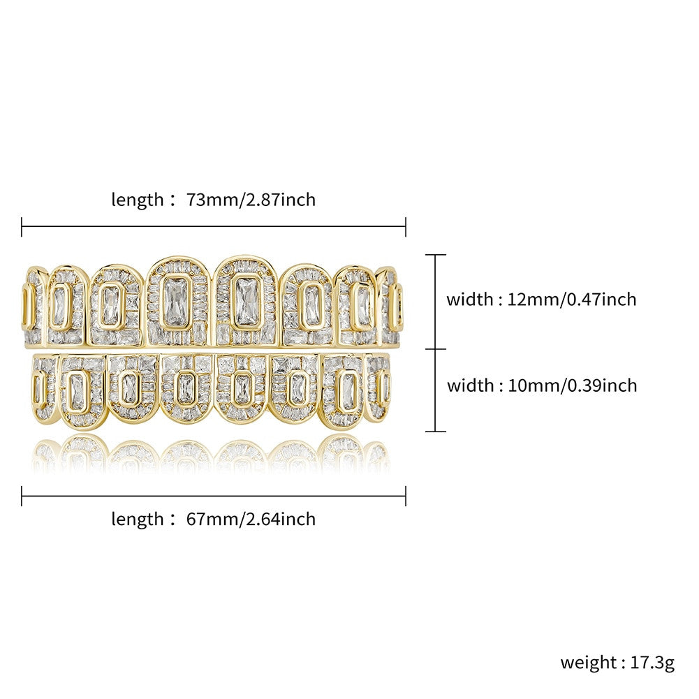 All Baguette | Flooded Ice Hip Hop Micro Pave Teeth Grillz Set
