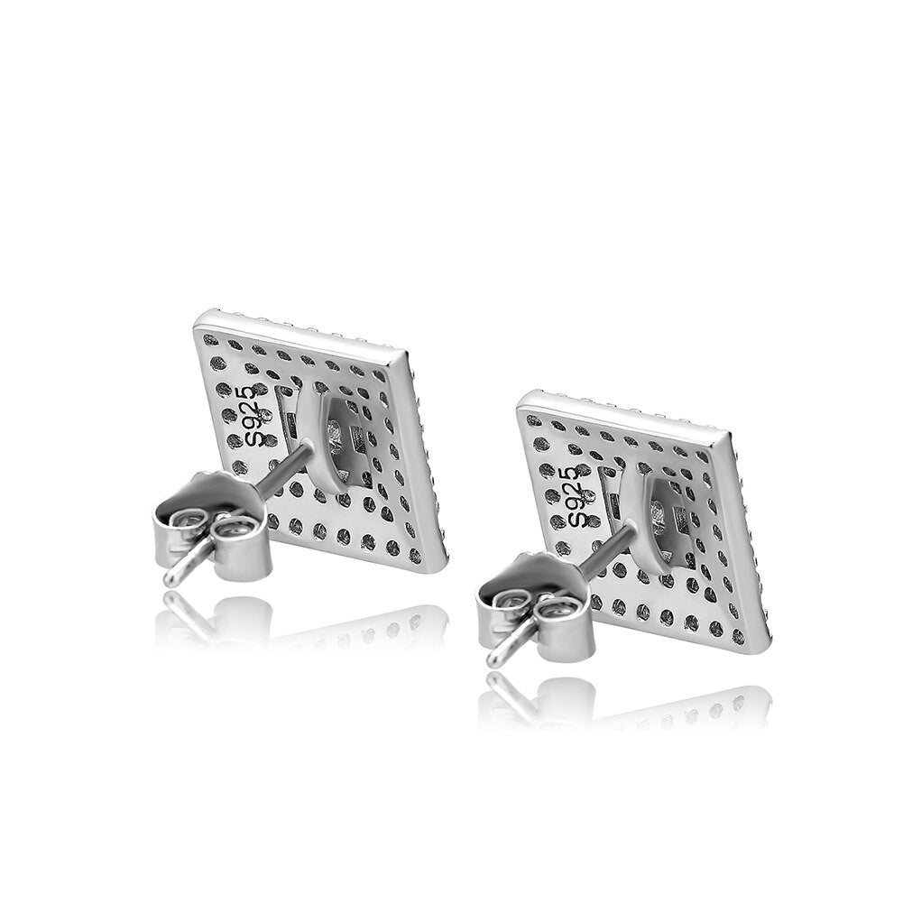 Mazed Ice | Iced Baguette .925 Solid Sterling Silver Hip Hop Square Cut Earrings