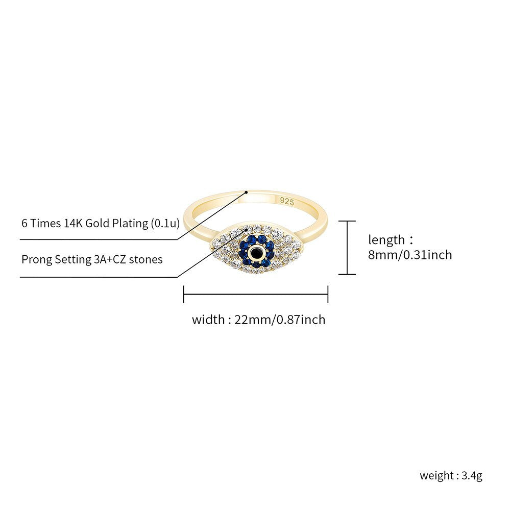 All Seeing Evil Eye Solid 925 Sterling Silver Vintage Look Bling Rings