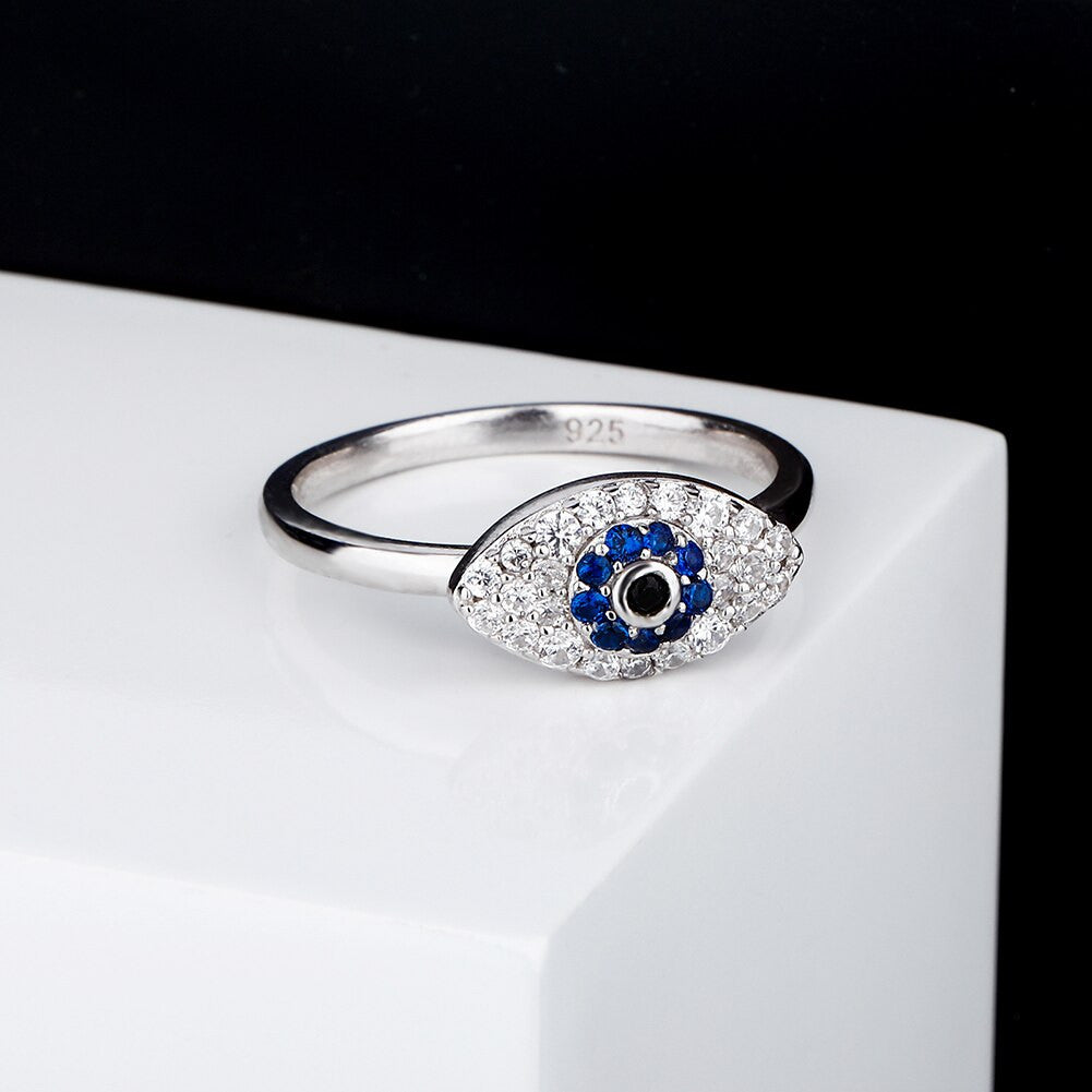 All Seeing Evil Eye Solid 925 Sterling Silver Vintage Look Bling Rings