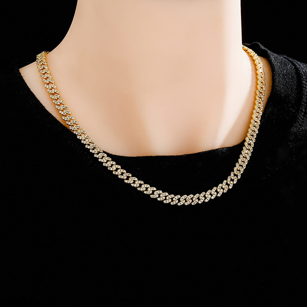 Flooded Ice 6mm Prong Set Spring Clasp Cuban Link Bling Chain Necklace