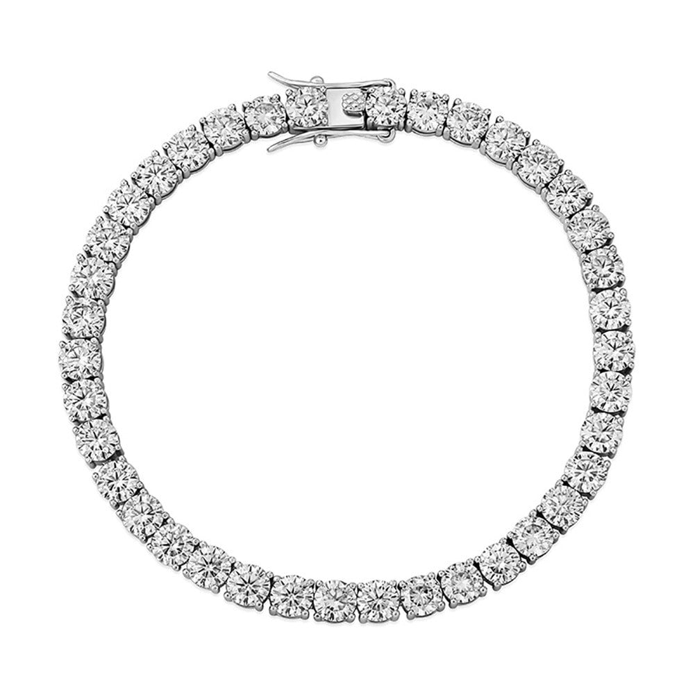 Moissanite Genuine Lab Diamond 925 Sterling Silver 3mm-5mm Round Cut Tennis Bracelet