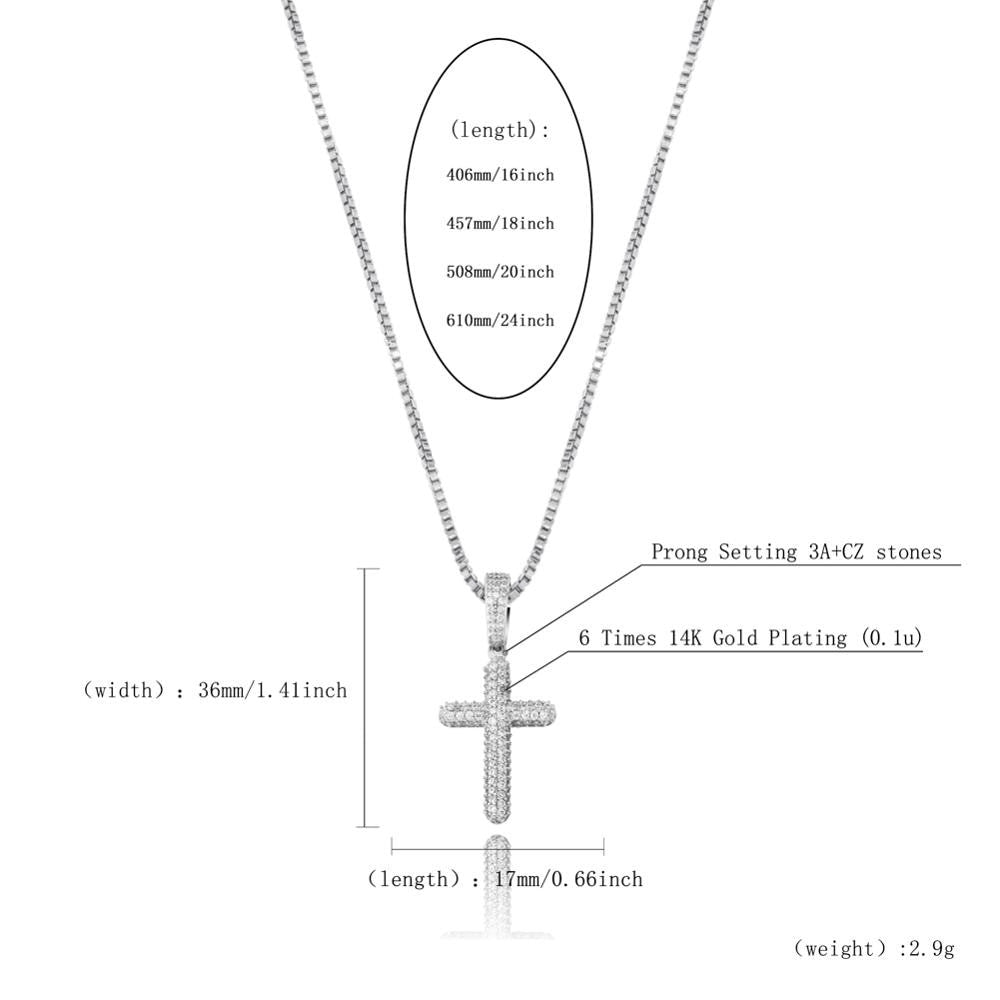 Flooded Ice Prong Set Cluster Stone Solid 925 Sterling Silver Iced Cross Bling Pendant Necklace