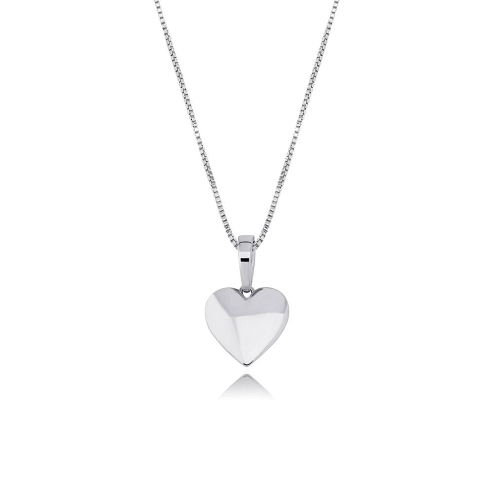 Ladies Solid 925 Sterling Silver Flaming Love Heart AAA Stone Pendant Chain Necklace