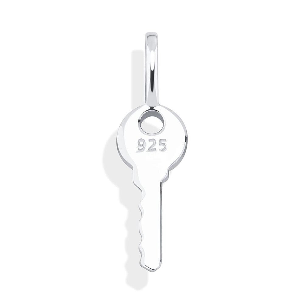 Ladies 925 Sterling Silver Souls Key Pendant Iced Chain Necklace