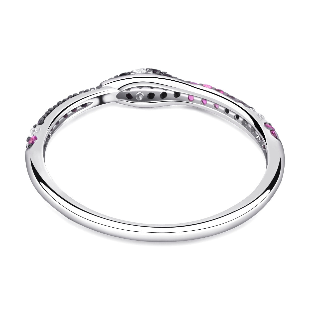 18k White Gold Over 925 Sterling Silver Iced Snake Crystal Circle Ring