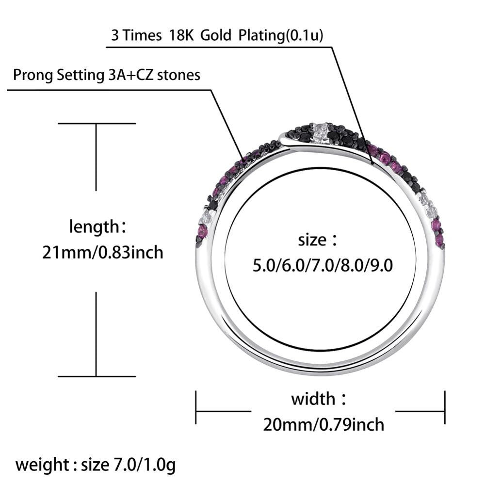 18k White Gold Over 925 Sterling Silver Iced Snake Crystal Circle Ring