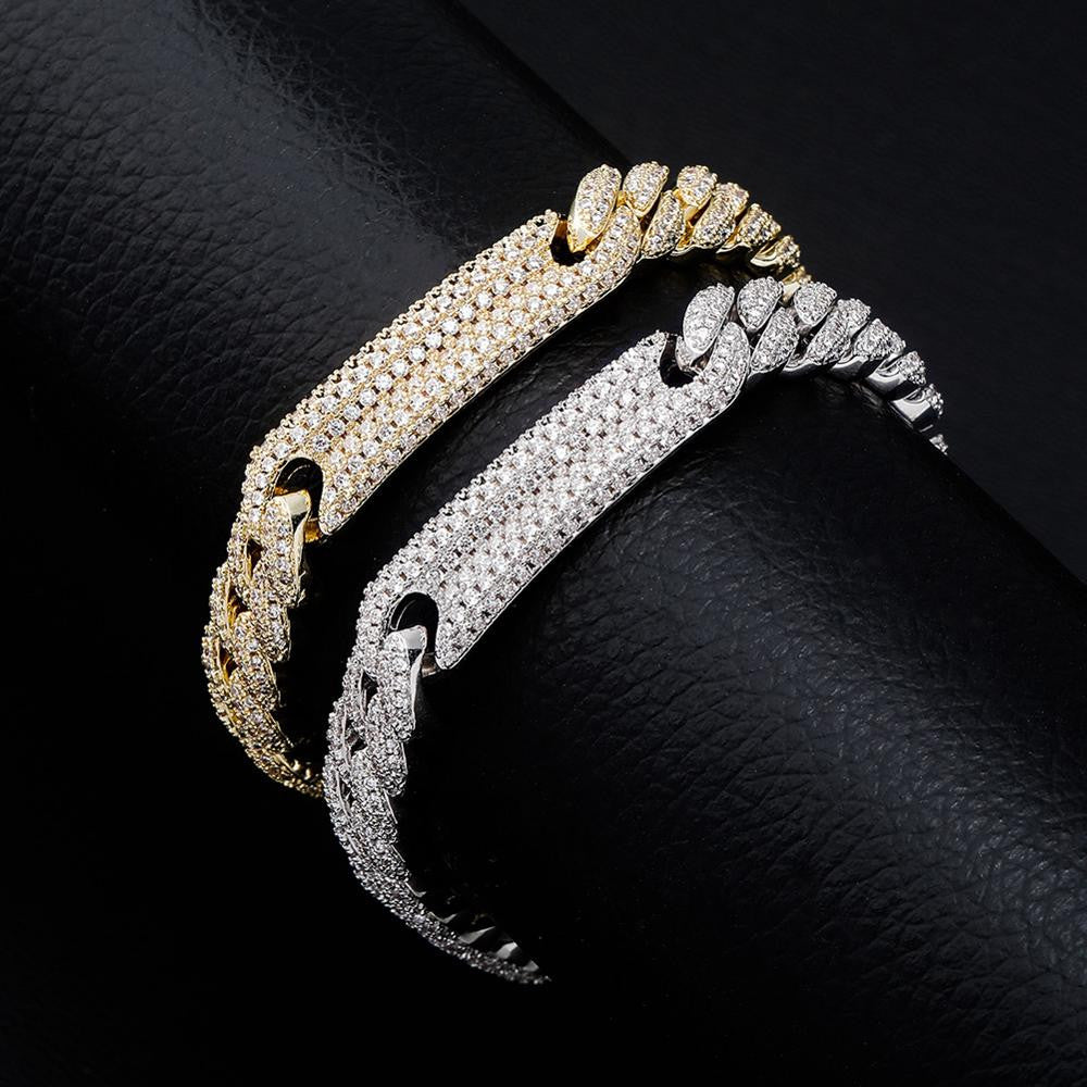 Flooded Ice AAA Micro Pave 9mm ID Style Miami Cuban Hip Hop Chain Bracelet