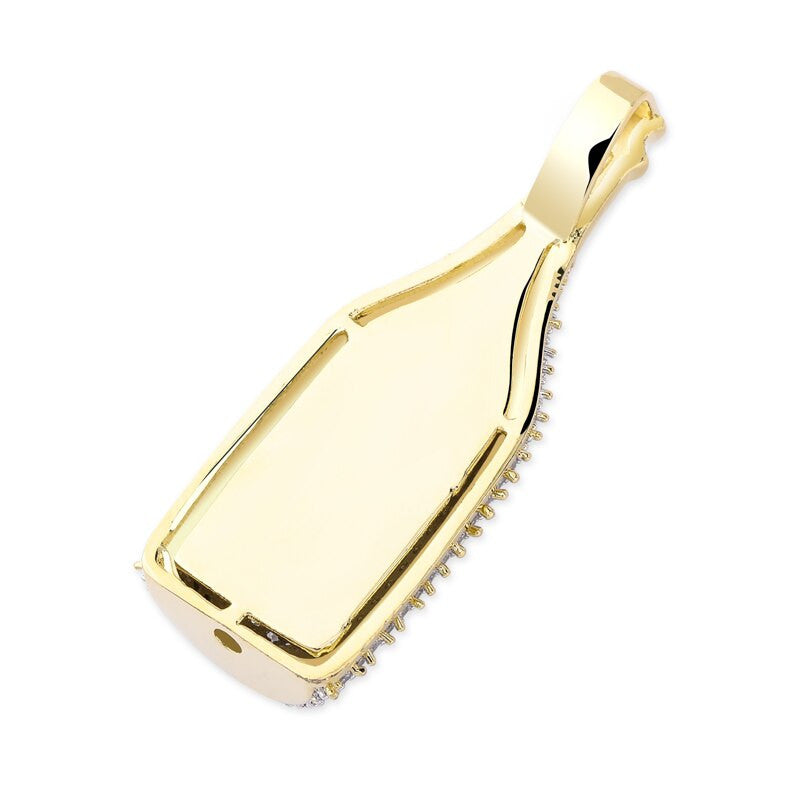 Ace Of Spades Champagne Bottle AAA Micro Pave 14k Gold Hip Hop Pendant Chain Necklaces