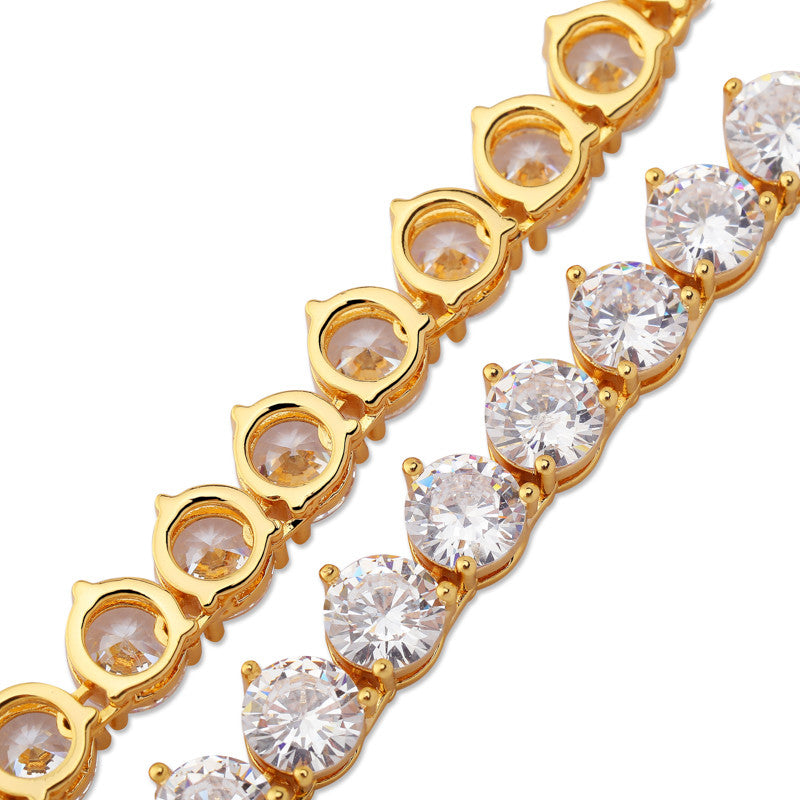 Flooded Ice AAA 3 Prong 4mm 6mm 18k Gold Silver Hip Hop Tennis Chain Necklace