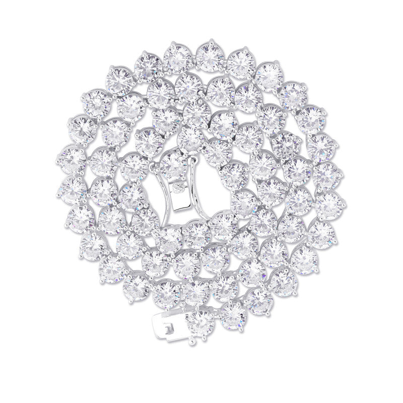 Flooded Ice AAA 3 Prong 4mm 6mm 18k Gold Silver Hip Hop Tennis Chain Necklace