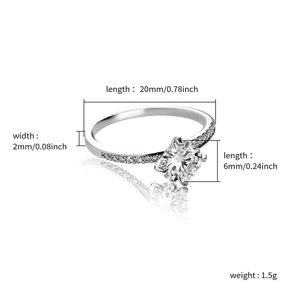 Ladies Bling Classic Moissanite D Color VVS1 Solid Sterling Silver Ring