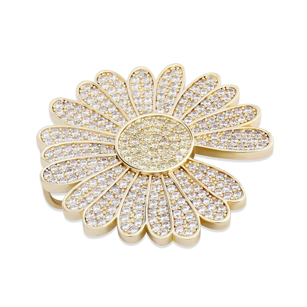 BlingJewelz Plucked Daisy 14k Rose Gold 925 Silver Bling Bling Fashion Iced Necklace