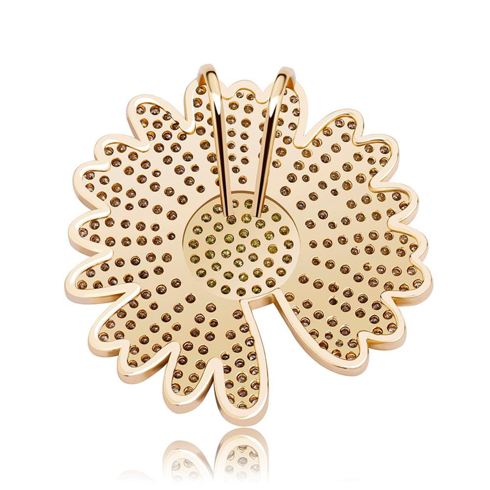 BlingJewelz Plucked Daisy 14k Rose Gold 925 Silver Bling Bling Fashion Iced Necklace