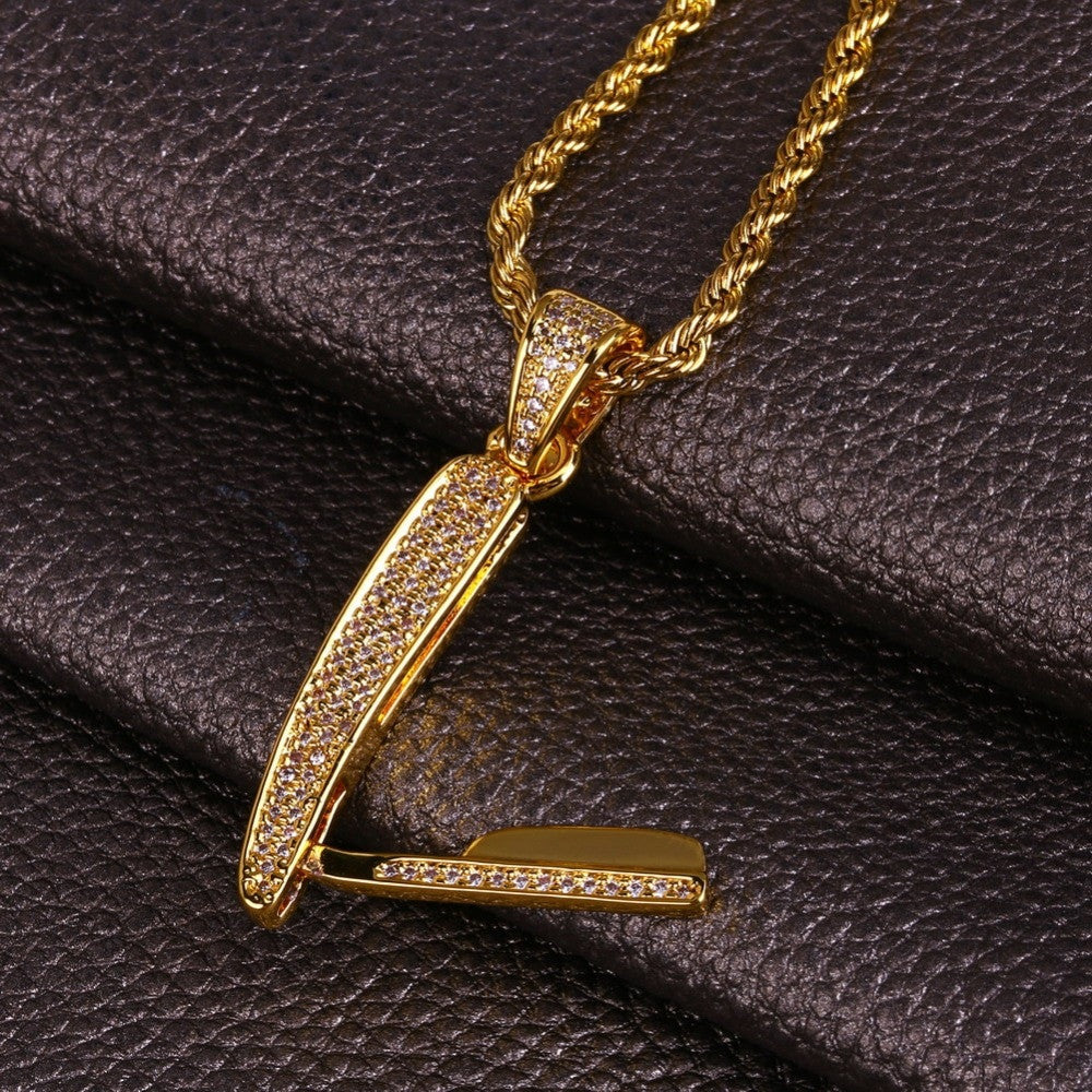 14k Gold Micro Pave Old School Barber Razor Shaver Liner Hip Hop Pendant