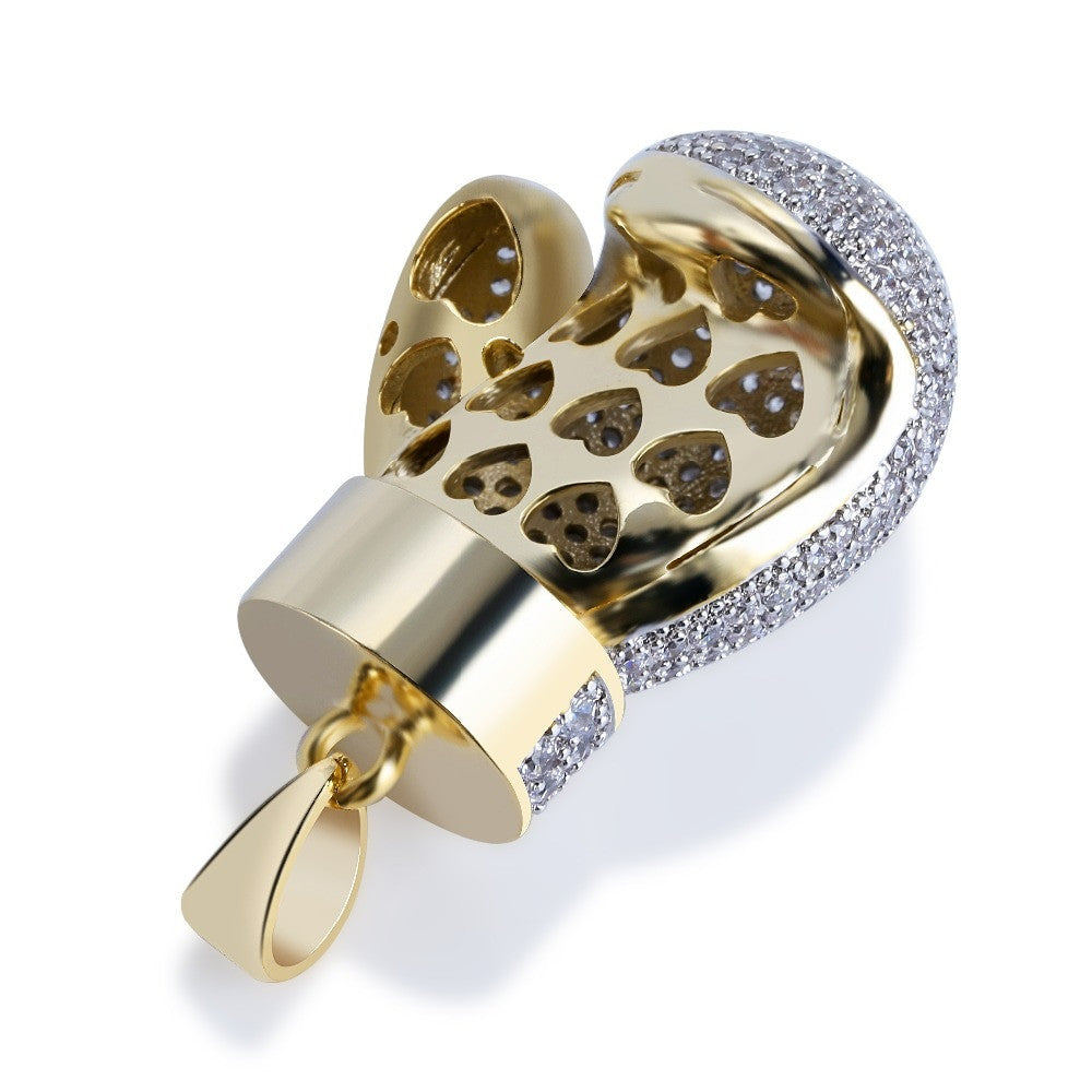 Two Tone Gold Silver Boxing Glove AAA Micro Pave Hip Hop Pendant