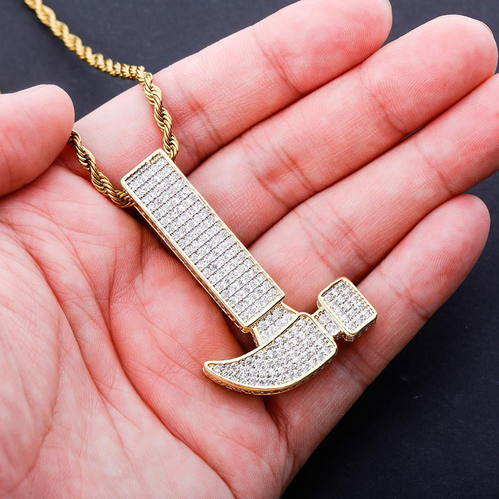 Flooded Ice True AAA+ Micro Pave 14k Gold Bling Hammer Hip Hop Pendant