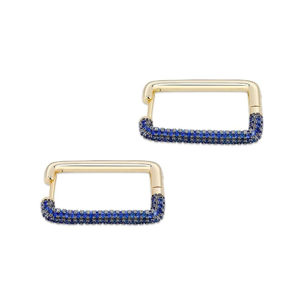 Ladies Square Hoop Cut Street Wear Fashion Flooded Ice Bling Bling Earrings