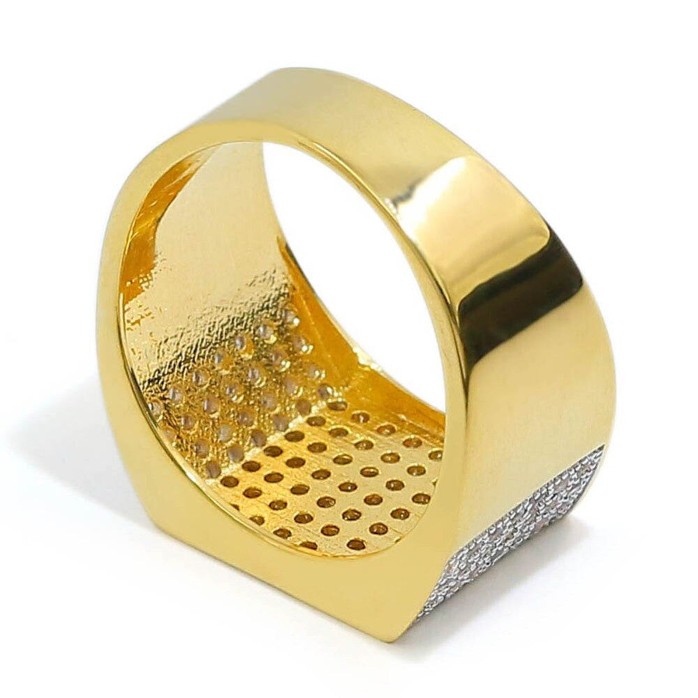 AAA True Micro Pave Flooded Ice Square Cut Mens Hip Hop Rings