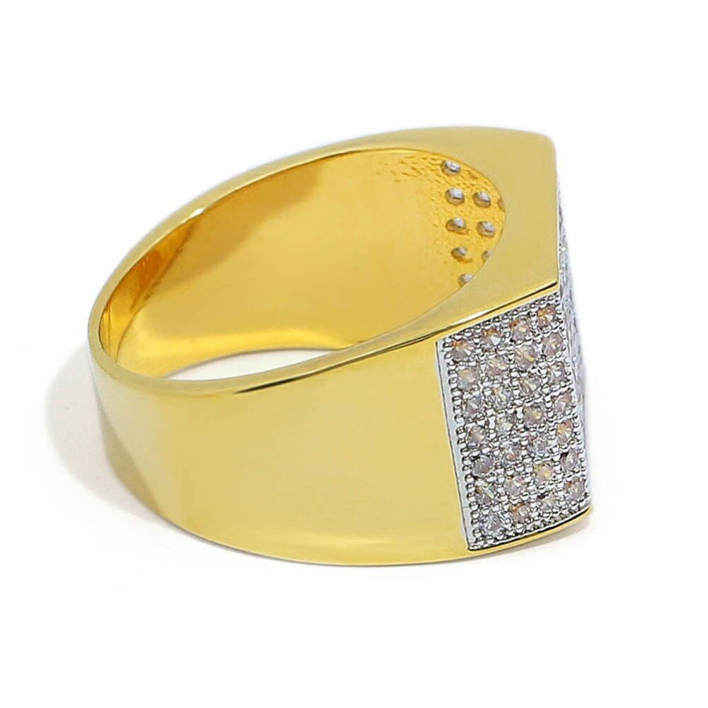 AAA True Micro Pave Flooded Ice Square Cut Mens Hip Hop Rings