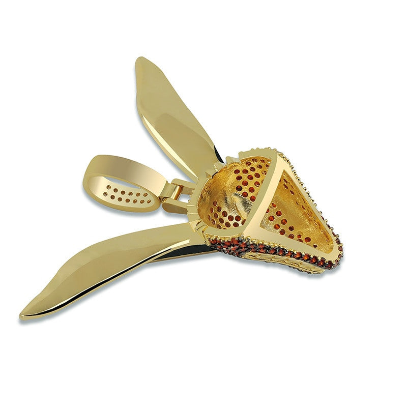 Hip Hop 14k Gold Naruto Kurama Fox Inspired Iced Pendant Simulate Diamond Chain Necklace