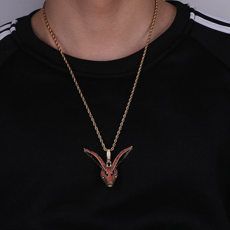 Hip Hop 14k Gold Naruto Kurama Fox Inspired Iced Pendant Simulate Diamond Chain Necklace