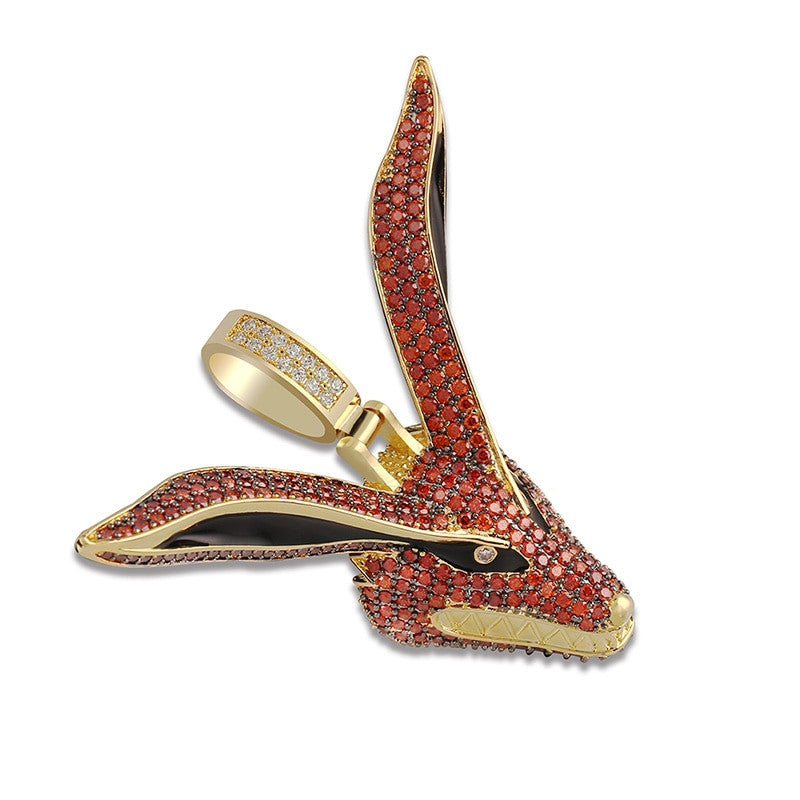 Hip Hop 14k Gold Naruto Kurama Fox Inspired Iced Pendant Simulate Diamond Chain Necklace