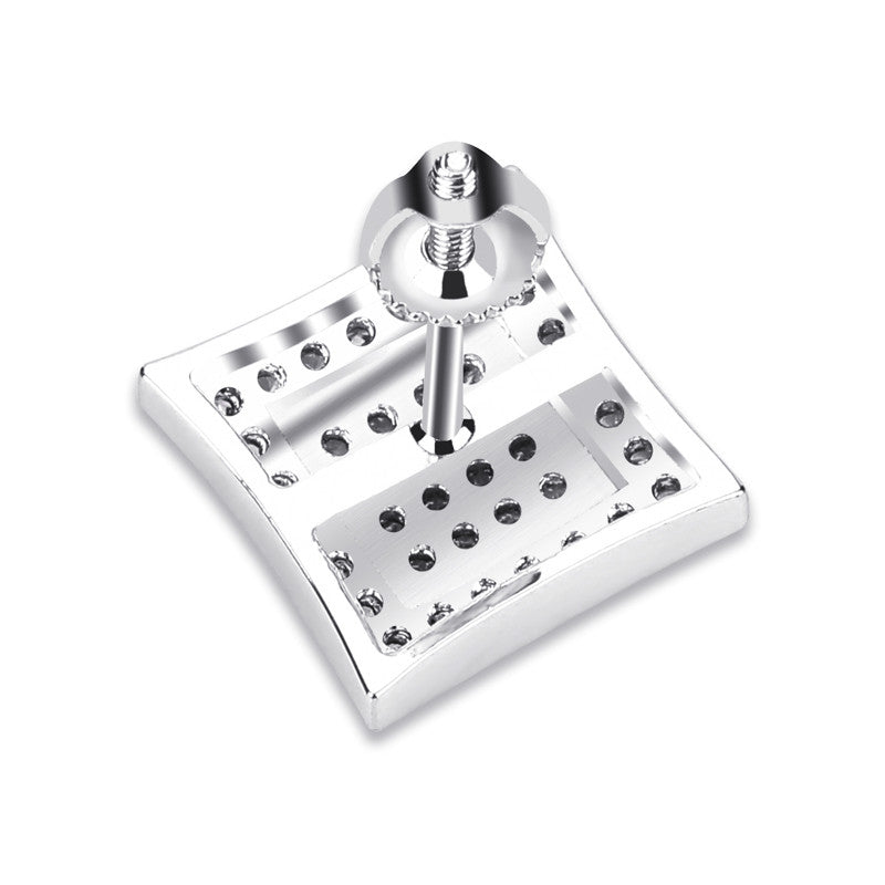 AAA Micro Pave Double Squared Hip Hop 14k Gold 925 Silver Flooded Ice Earrings