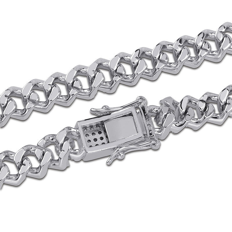 Hip Hop Slim Cut Rose Gold Silver 14k Bling AAA Micro Pave Cuban Link Bracelet