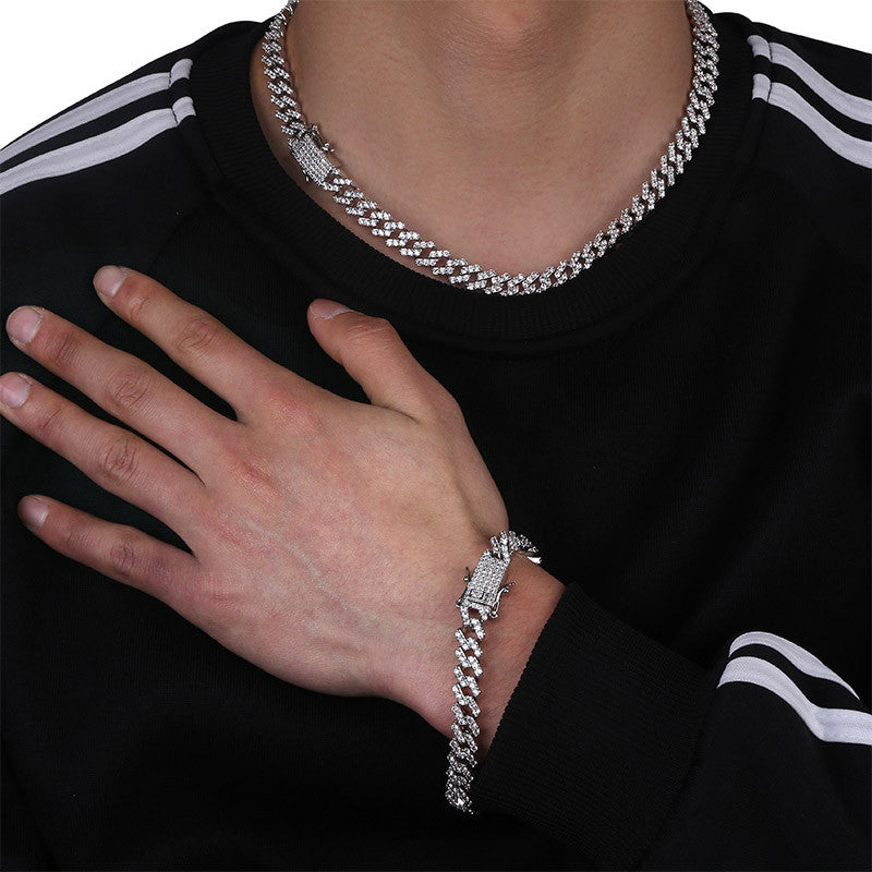 Hip Hop Slim Cut Rose Gold Silver 14k Bling AAA Micro Pave Cuban Link Bracelet