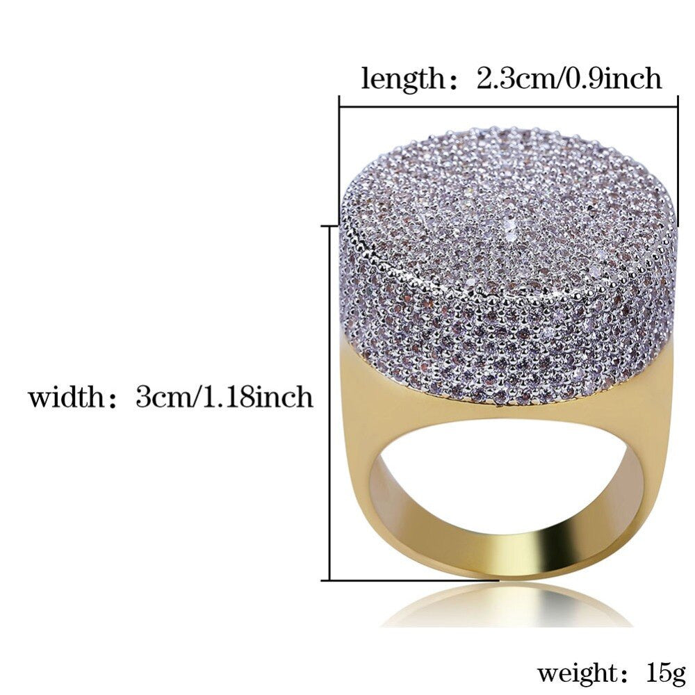 Men's Flooded Ice 3A 14k Gold Street Wear Fashion Pinky Rings