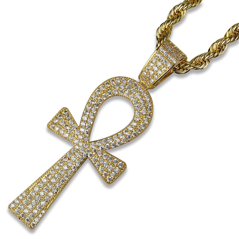 Key Of Life Ancient African Egyptian Ankh Cross Hip Hop Pendant Chain Necklace