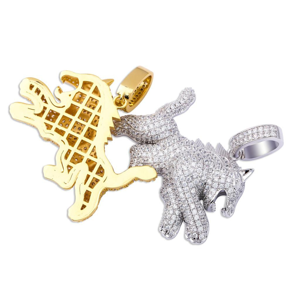 The Wolf Dog Hip Hop Pendant 18k White Yellow Gold Pendant Chain