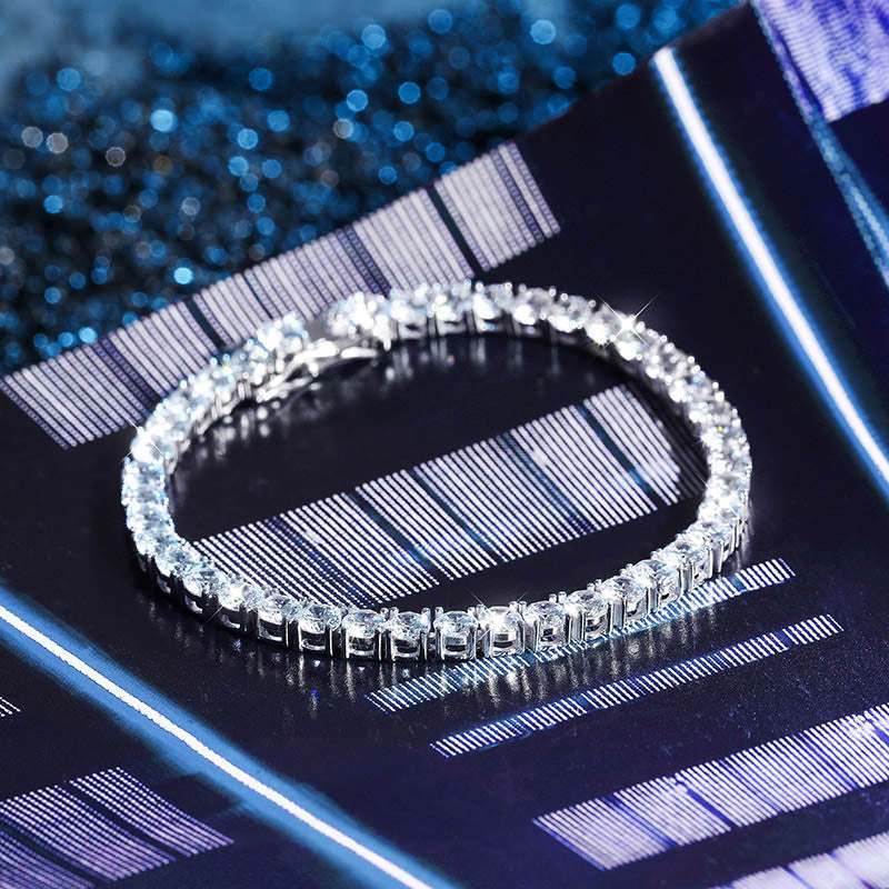 Iced Blinged Out 3MM-6MM Solid 925 Sterling Silver VVS Diamond CZ Tennis Bracelet