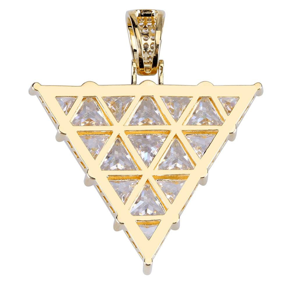 Flooded Ice Princess Cut Inverted Triangle All Iced Pendant Chain Necklace