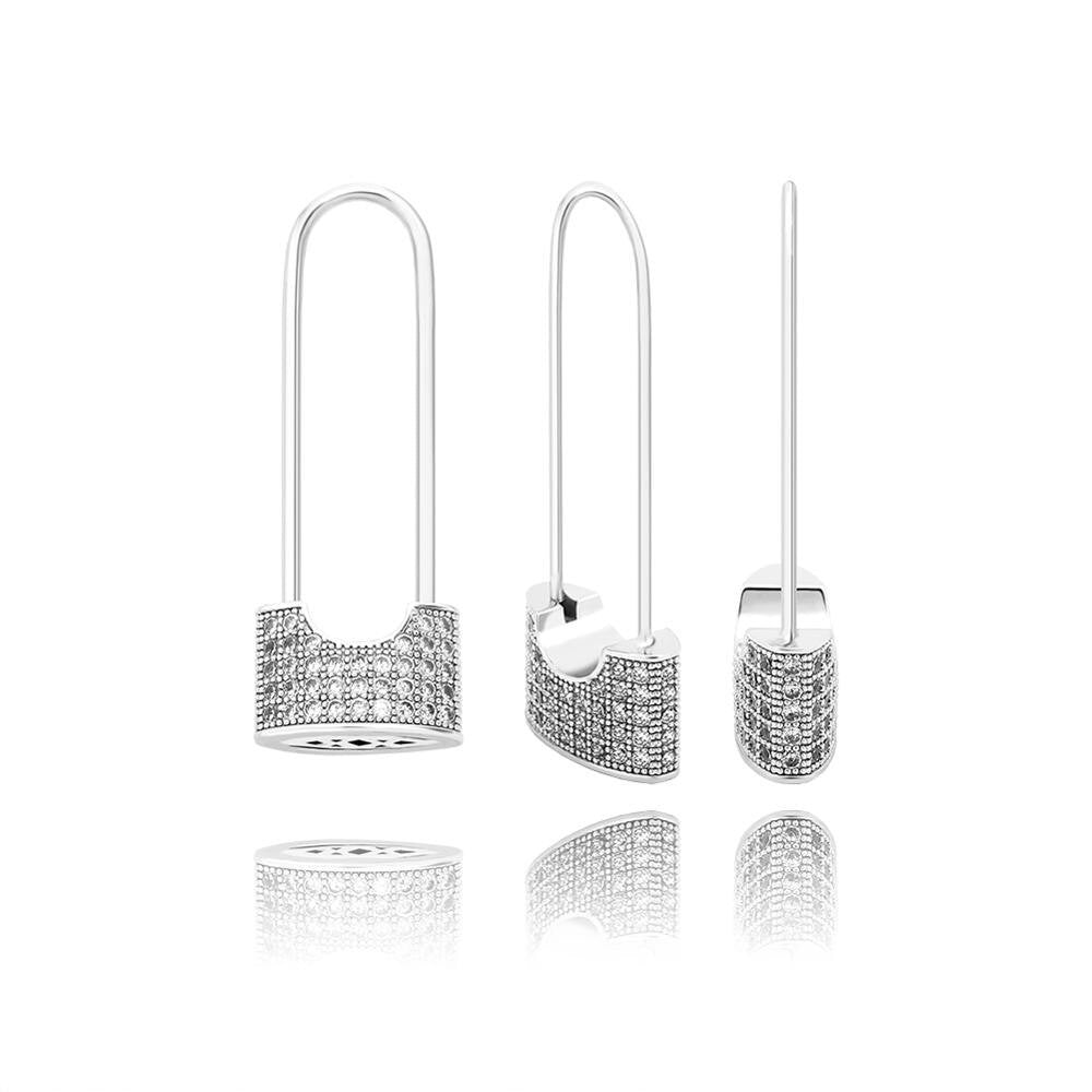 Ladies Flooded Ice Fashion Game On Lock Pad Lock Bling Bling Earrings