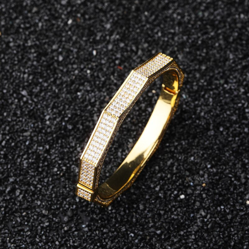 14k White Yellow Rose Gold Flooded Ice Show Stopper Hip Hop 5A Micro Pave Stone Bracelet