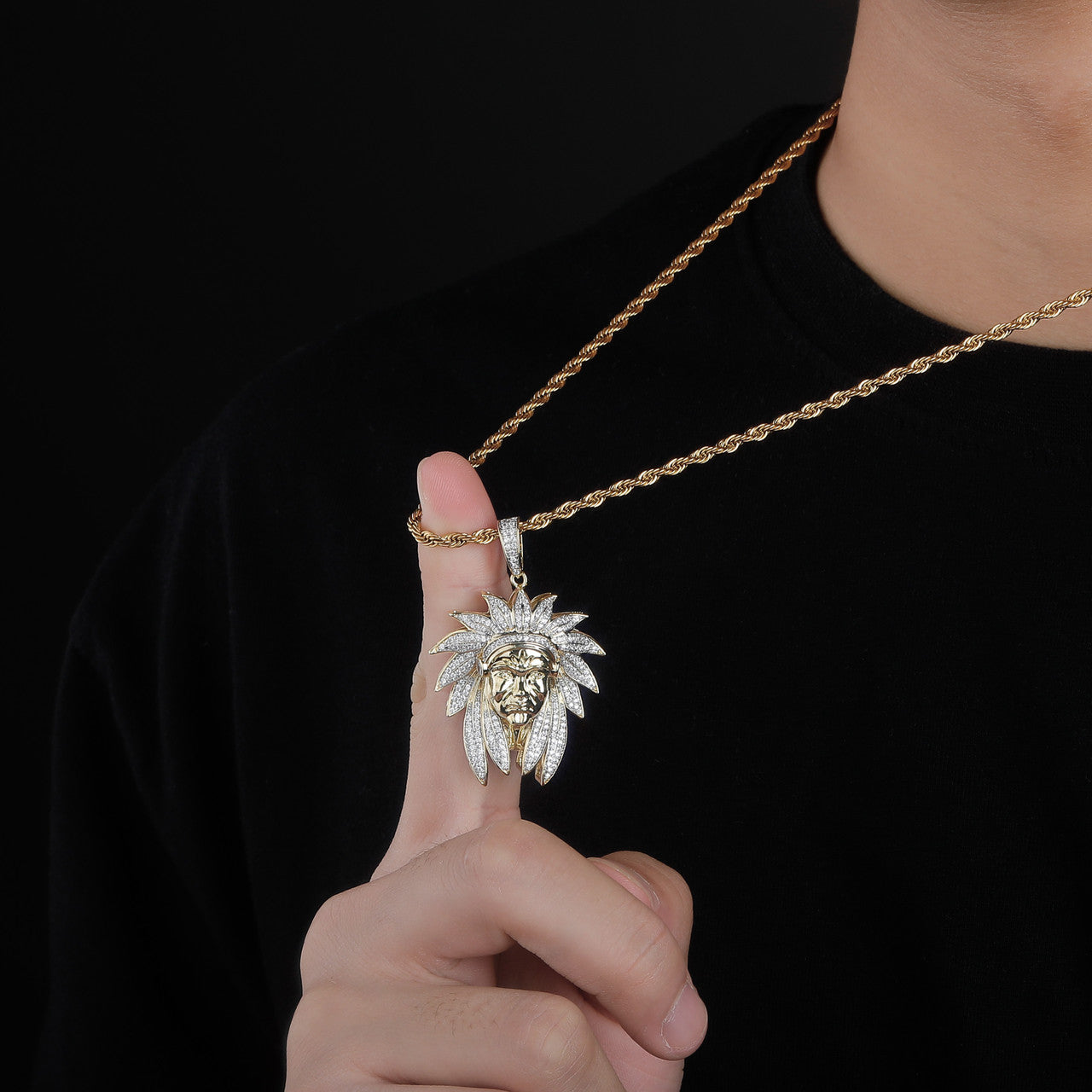 Bling Bling AAA Micro Pave The Chief Flooded Ice Hip Hop Pendant Chain Necklace