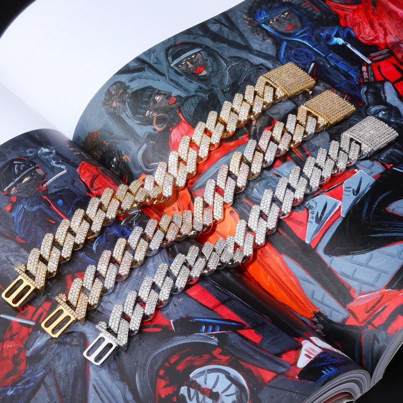 True Micro Paved Flooded Ice Big Box Clasp 20mm Miami Cuban Link Hip Hop Bracelets