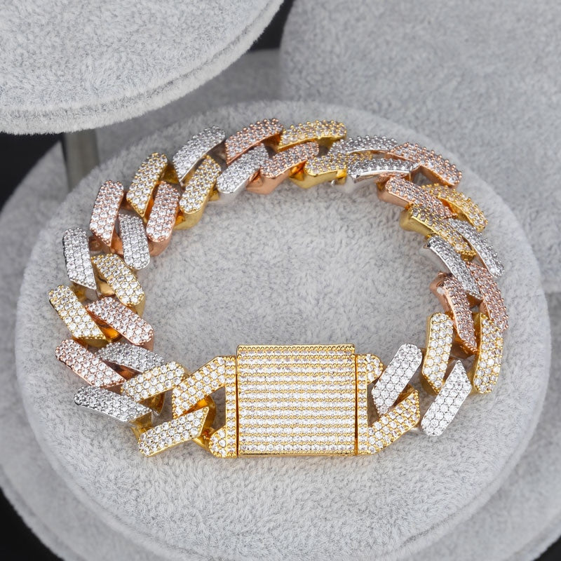 True Micro Paved Flooded Ice Big Box Clasp 20mm Miami Cuban Link Hip Hop Bracelets