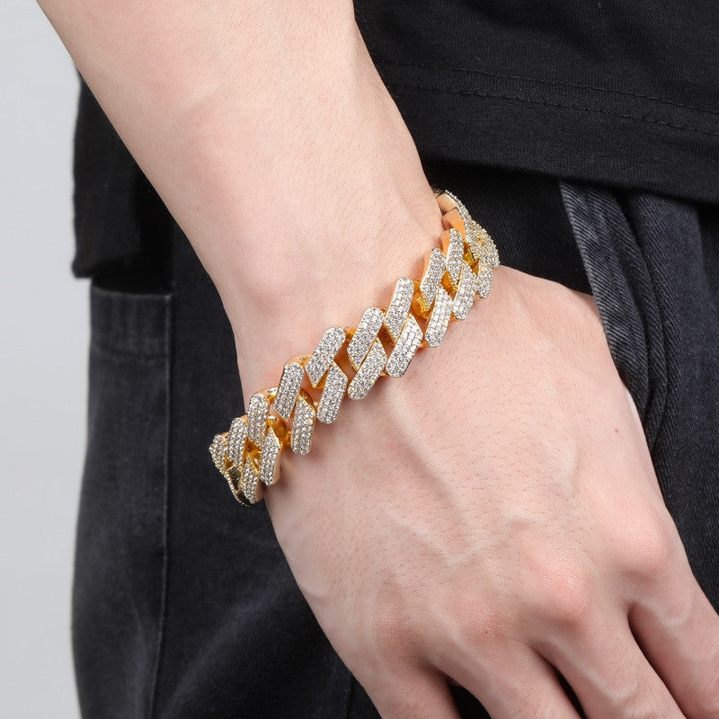 True Micro Paved Flooded Ice Big Box Clasp 20mm Miami Cuban Link Hip Hop Bracelets