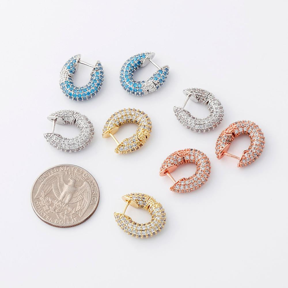 Ladies Beautiful Iced Fashion 3AAA Stone Bling Cube Earrings