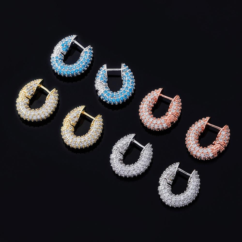 Ladies Beautiful Iced Fashion 3AAA Stone Bling Cube Earrings