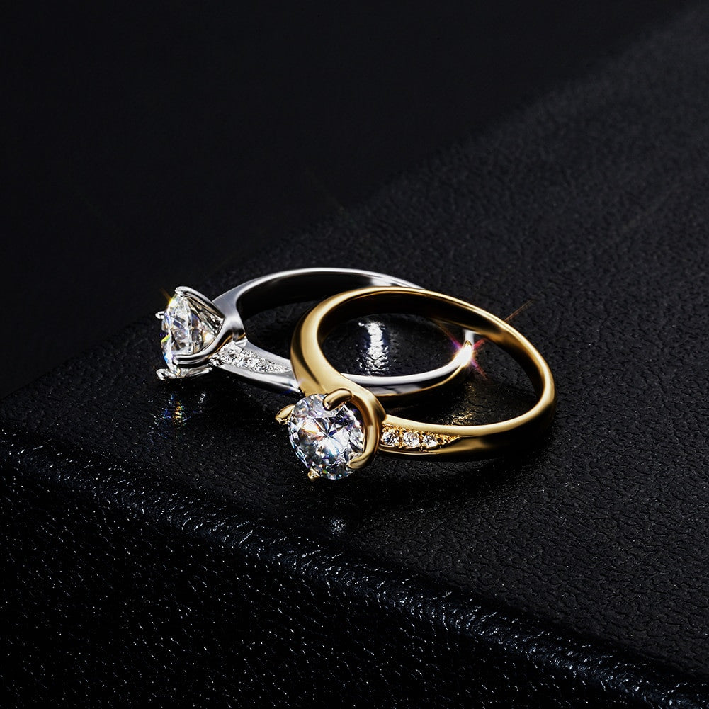 14k White Yellow Gold Lab Diamond Womens 6.5mm 1Ct VVS1 Bling Center Stone Rings