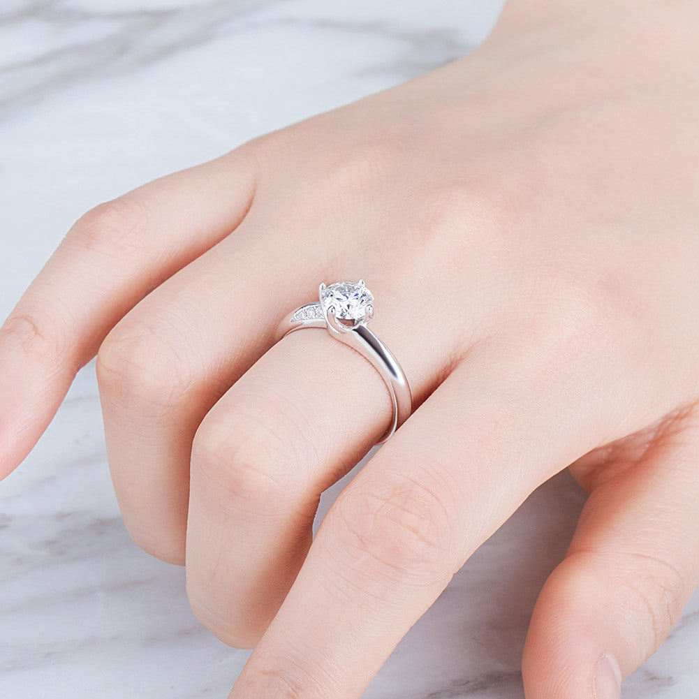 14k White Yellow Gold Lab Diamond Womens 6.5mm 1Ct VVS1 Bling Center Stone Rings