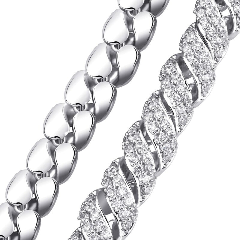 18k 10mm Flooded Ice Hip Hop AAA+ Twisted Bling Luxury Fashion Chain Necklace