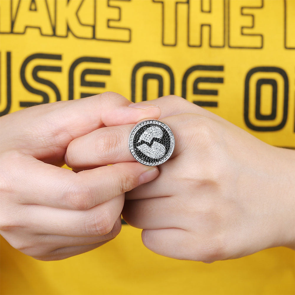 Broken Heart Flooded Ice Bling AAA Micro Pave Stone Hip Hop Ring Jewelry