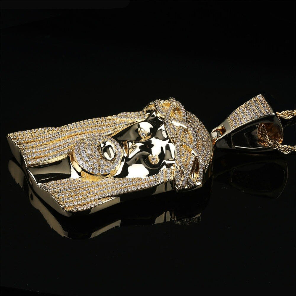 New AAA Iced Large Jesus 14k Yellow Gold White Gold Hip Hop Chain